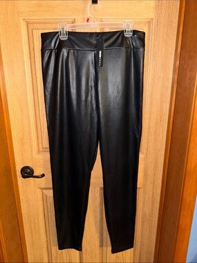 Black Faux Leather High-Waist Leggings